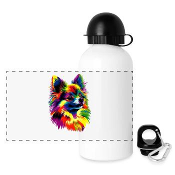 Zwergspitz Popart Pommeraner Bunter Pom Spitz Hund - Panorama Trinkflasche mit Deckel 500 ml - Weiß - Vorne