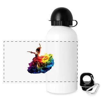 Flamenco Dancer Rainbow Colorful Dress Dancing - Panoramic Thermal Bottle with Lid 500 ml - white - Front