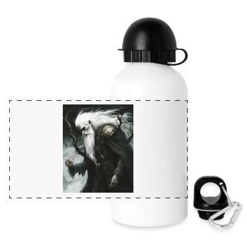 Mythical Wizard with White Hair - Panoramic Thermal Bottle with Lid 500 ml - white - Front