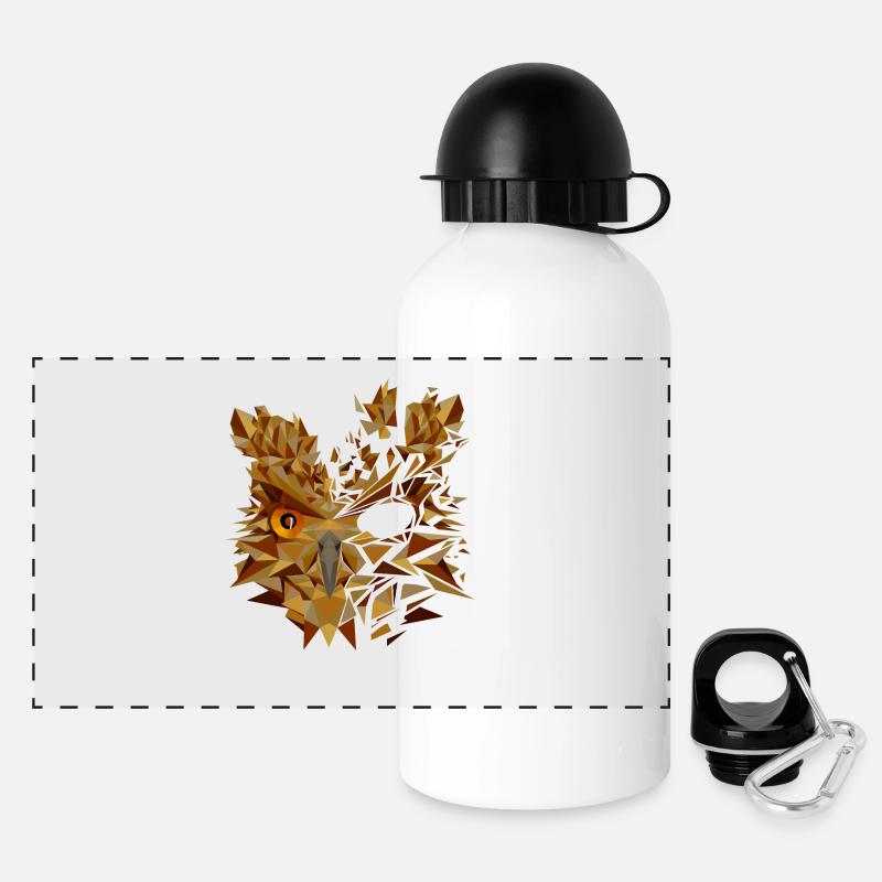 Eule - Panorama Trinkflasche mit Deckel 500 ml - Weiß