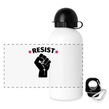 Faust Widerstand Protest - Panorama Trinkflasche mit Deckel 500 ml - Weiß - Vorne