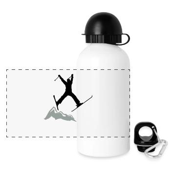 ski jump / ski jumper mountains - Panoramic Thermal Bottle with Lid 500 ml - white - Front