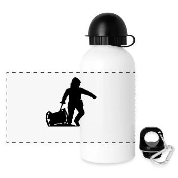Sapeur Pompier avec dévidoir - Gourde panoramique avec couvercle 500 ml - blanc - Devant