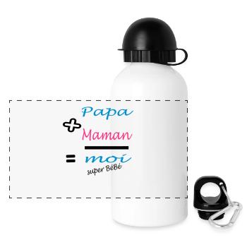 Papa + Maman = MOI super bébé - Gourde panoramique avec couvercle 500 ml - blanc - Devant