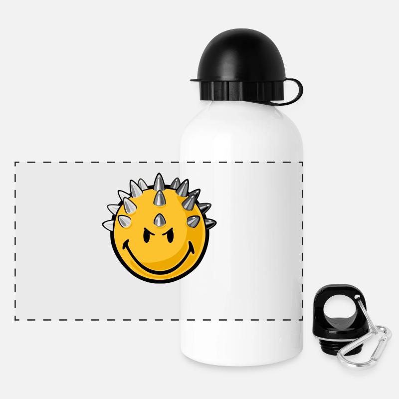Smiley metallhead - Gourde panoramique avec couvercle 500 ml - blanc