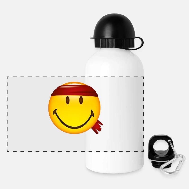 Smiley Glossy Fighter - Gourde panoramique avec couvercle 500 ml - blanc