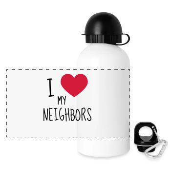 Nachbar / Nachbarschaft / Nachbarin / Haus - Panorama Trinkflasche mit Deckel 500 ml - Weiß - Vorne