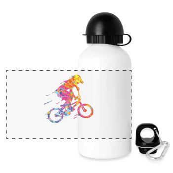 BMX Colorful Paint Graphic Biker Freestyle Racing - Panoramic Thermal Bottle with Lid 500 ml - white - Front