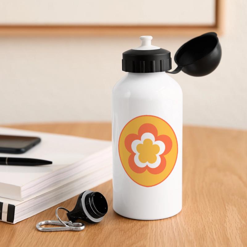 70s Flower Pattern Panoramic Thermal Bottle with Lid 500 ml