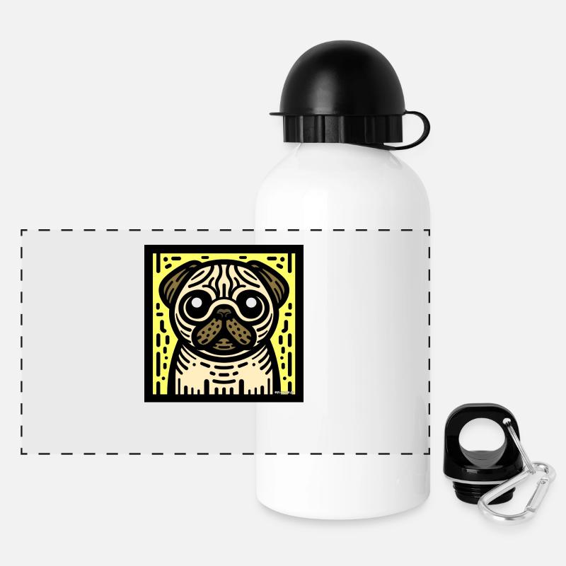 Pug Pop Art - Panoramic Thermal Bottle with Lid 500 ml - white