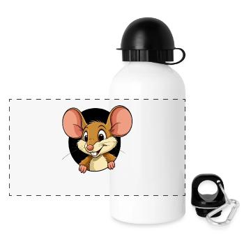 La souris sort du trou - Gourde panoramique avec couvercle 500 ml - blanc - Devant