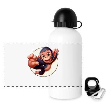 Cimpansee-Sprünge - Panorama Trinkflasche mit Deckel 500 ml - Weiß - Vorne