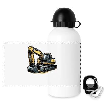 Bagger groß - Panorama Trinkflasche mit Deckel 500 ml - Weiß - Vorne