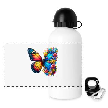 Bunter Schmetterling, von der Natur inspirierte Sommerstimmungen - Panorama Trinkflasche mit Deckel 500 ml - Weiß - Vorne