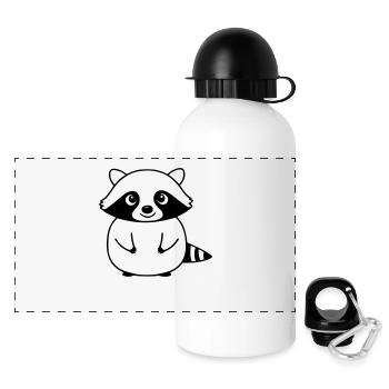Cute raccoon as vector illustration - Panoramic Thermal Bottle with Lid 500 ml - white - Front