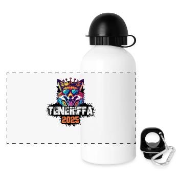 Tenerife 2025 Vacances Renard - Gourde panoramique avec couvercle 500 ml - blanc - Devant