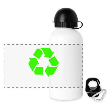Recycling,Mülltrennung,Kreis,Zirkel,Müll,Plastik, - Panorama Trinkflasche mit Deckel 500 ml - Weiß - Vorne