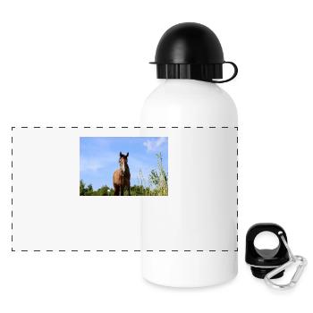 Pferd - Panorama Trinkflasche mit Deckel 500 ml - Weiß - Vorne