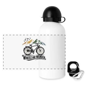 Wheels & Wander – Mountain Adventure - Panoramic Thermal Bottle with Lid 500 ml - white - Front