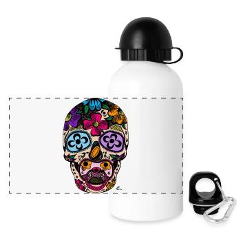 Tête de mort mexicaine couleur - Gourde panoramique avec couvercle 500 ml - blanc - Devant