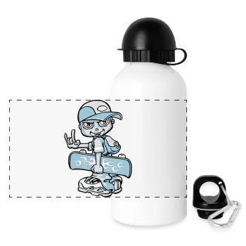 Skater boy flex - Panorama Trinkflasche mit Deckel 500 ml - Weiß - Vorne
