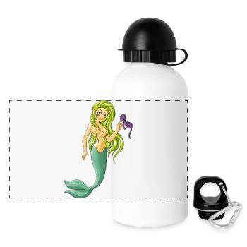 Nixe - Meerjungfrau - Panorama Trinkflasche mit Deckel 500 ml - Weiß - Vorne