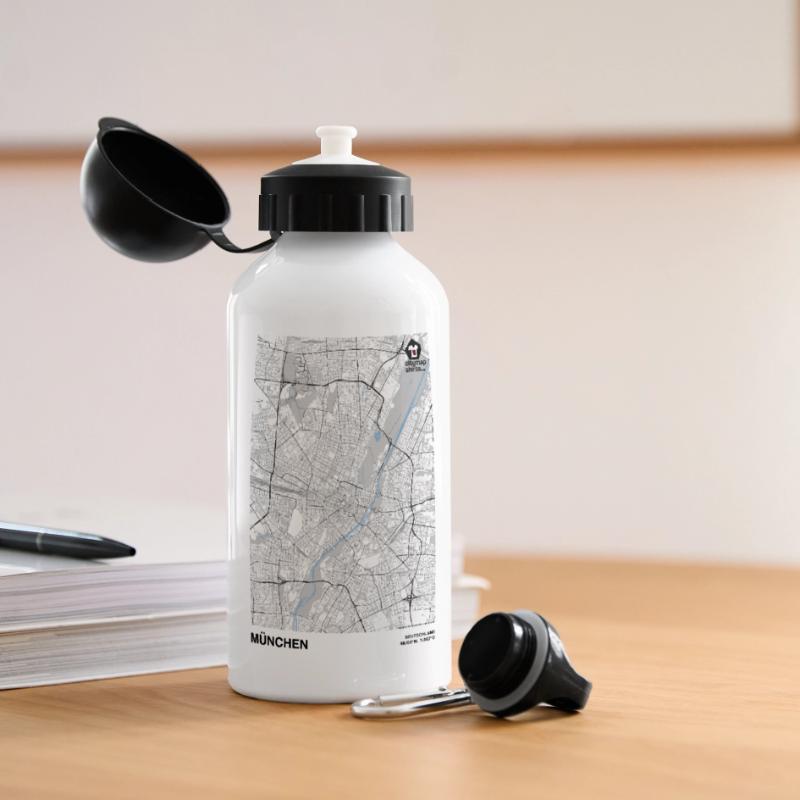 Munich Basic city map black and white Panoramic Thermal Bottle with Lid 500 ml