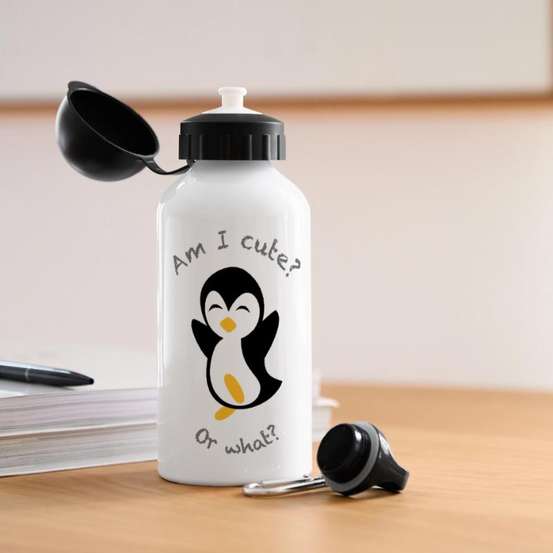 Pingouin mignon | Couleurs de conception librement sélectionnables. Gourde panoramique avec couvercle 500 ml