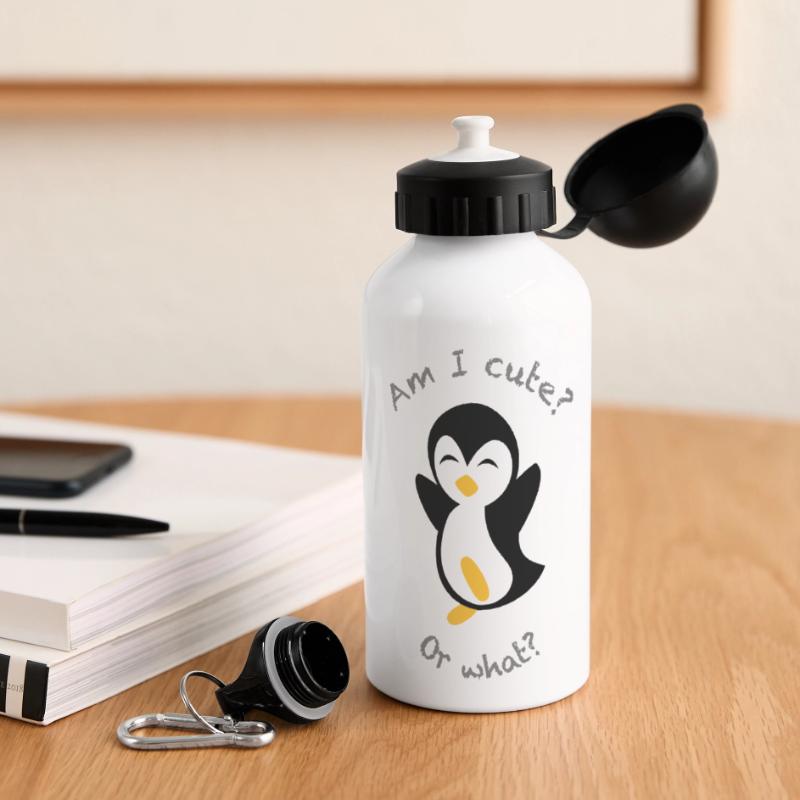Pingouin mignon | Couleurs de conception librement sélectionnables. Gourde panoramique avec couvercle 500 ml