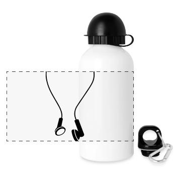 musik kopfhörer - Panorama Trinkflasche mit Deckel 500 ml - Weiß - Vorne