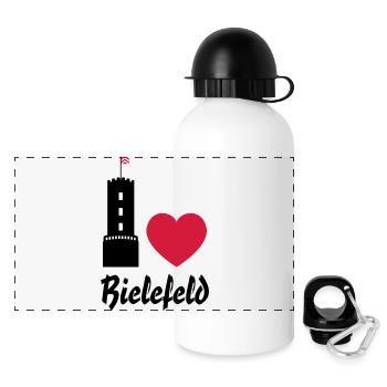 I love Bielefeld - Panorama Trinkflasche mit Deckel 500 ml - Weiß - Vorne