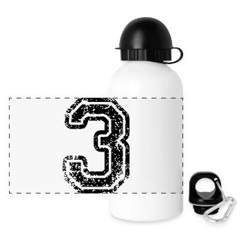3 - Nummer - Panorama Trinkflasche mit Deckel 500 ml - Weiß - Vorne