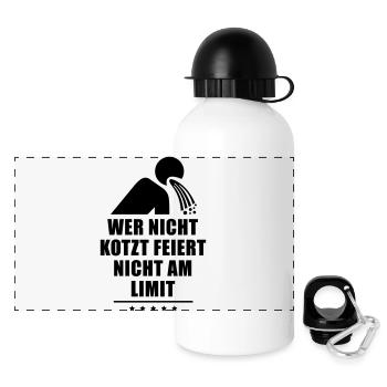 wer_nicht_kotzt_feiert_nicht_am_limit_f1 - Panorama Trinkflasche mit Deckel 500 ml - Weiß - Vorne