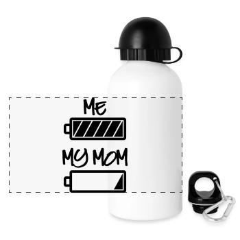 moi ma batterie de maman - ma mère et j’ai pile - Gourde panoramique avec couvercle 500 ml - blanc - Devant
