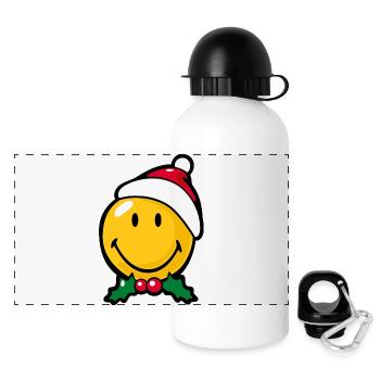 Smiley Christmas Good Mood - Panorama Trinkflasche mit Deckel 500 ml - Weiß - Vorne