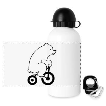 eisbaer_fahrrad_01 - Panoramic Thermal Bottle with Lid 500 ml - white - Front