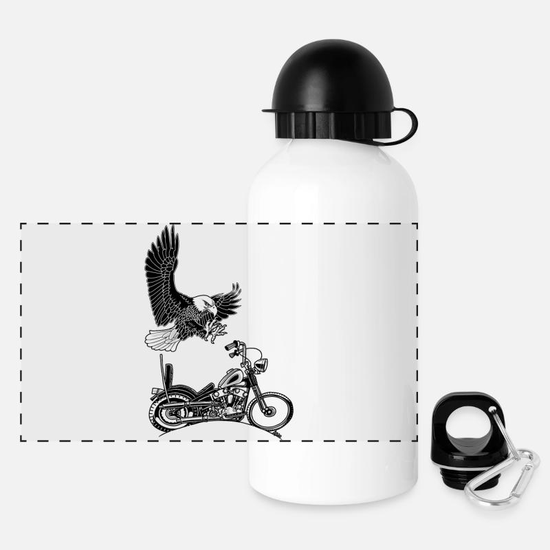 0906 eagle chopper knucklehead - Panoramic Thermal Bottle with Lid 500 ml - white