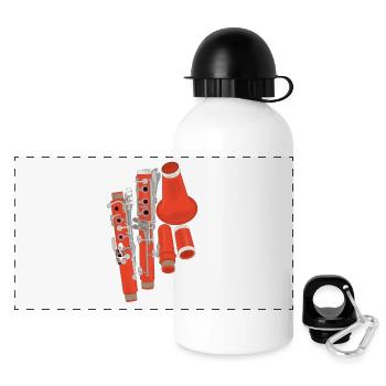 Klarinette zerlegt - Panorama Trinkflasche mit Deckel 500 ml - Weiß - Vorne