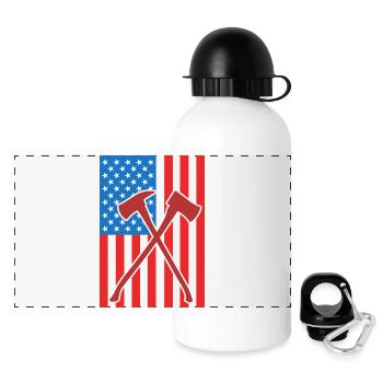 Brandbekämpfung USA Flagge - Panorama Trinkflasche mit Deckel 500 ml - Weiß - Vorne