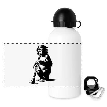 Monkey Orchestra Clarinet Street Art Banksy Style - Panoramic Thermal Bottle with Lid 500 ml - white - Front