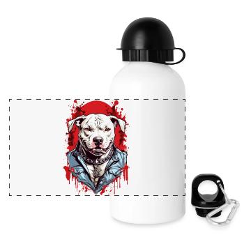 Race de chien Pitbulls - Gourde panoramique avec couvercle 500 ml - blanc - Devant