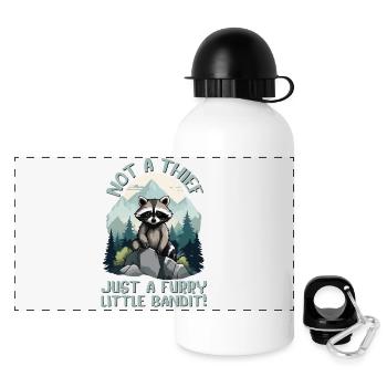 Kein Dieb, nur ein pelziger kleiner Bandit, Waschbär - Panorama Trinkflasche mit Deckel 500 ml - Weiß - Vorne
