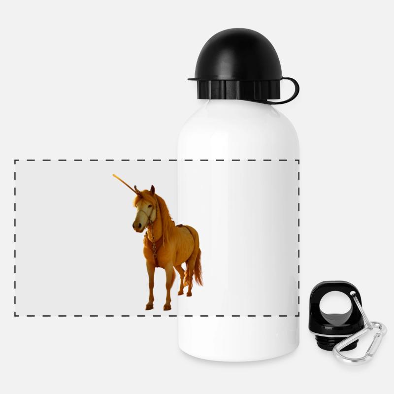 Licorne dorée - Gourde panoramique avec couvercle 500 ml - blanc
