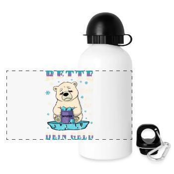 Eisbären Retten - Panorama Trinkflasche mit Deckel 500 ml - Weiß - Vorne