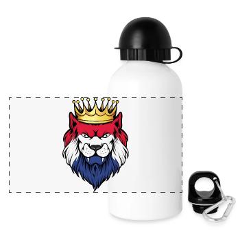 Lion de dessin animé aux couleurs néerlandaises - Gourde panoramique avec couvercle 500 ml - blanc - Devant