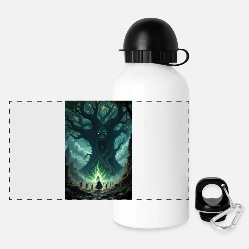 Fantasy tree image. - Panoramic Thermal Bottle with Lid 500 ml - white