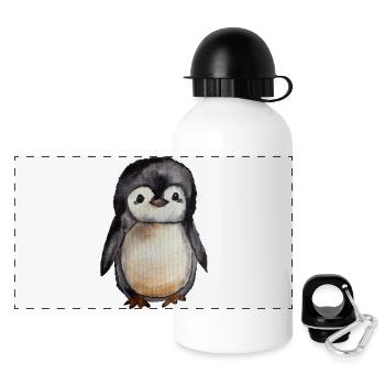 Petit pingouin aquarelle mignon peint à la main - Gourde panoramique avec couvercle 500 ml - blanc - Devant