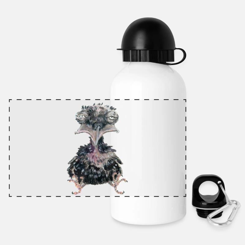 Rabenkrähe 4 - Panorama Trinkflasche mit Deckel 500 ml - Weiß