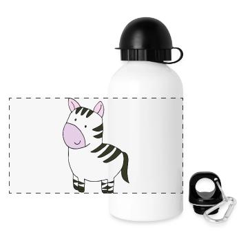 zebra rosa - Panorama Trinkflasche mit Deckel 500 ml - Weiß - Vorne