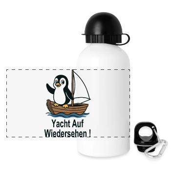Penguin Sailing Dinghy Yacht Goodbye - Panoramic Thermal Bottle with Lid 500 ml - white - Front
